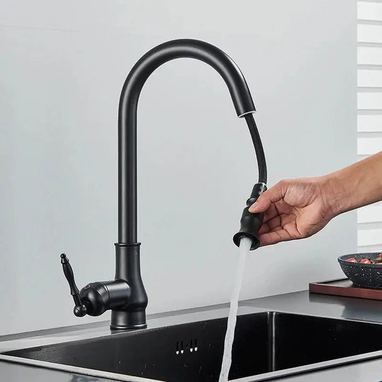 Brass Kitchen Tap – Sensor Mode, Single Handle Hot & Cold, Pull - Out Spout - Touchless Brass Kitchen Tap – Sensor ModeBathroomLux