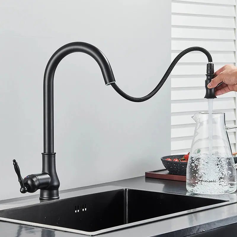 Brass Kitchen Tap – Sensor Mode, Single Handle Hot & Cold, Pull - Out Spout - Touchless Brass Kitchen Tap – Sensor ModeBathroomLux