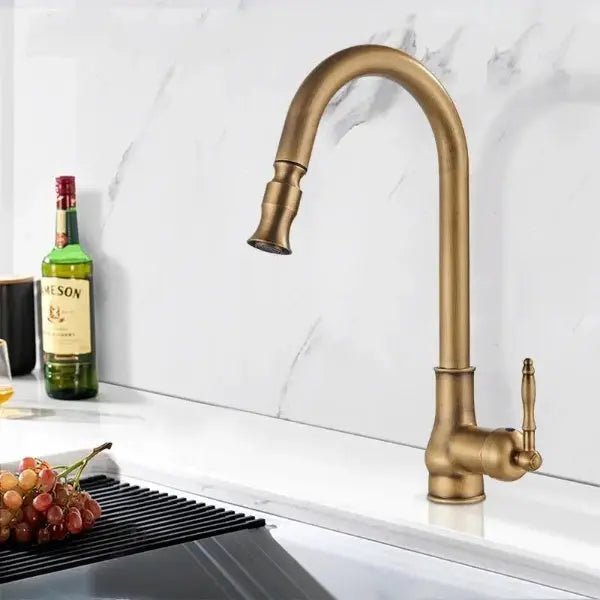 Brass Kitchen Tap – Sensor Mode, Single Handle Hot & Cold, Pull - Out Spout - Touchless Brass Kitchen Tap – Sensor ModeBathroomLux