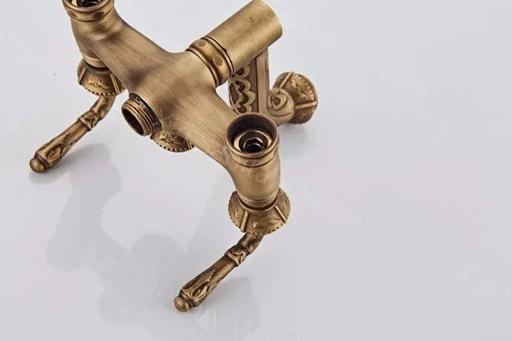 Brass Long Handle Carved Antique Telephone Shower Set - Bathtub & Shower FaucetsBathroomLux