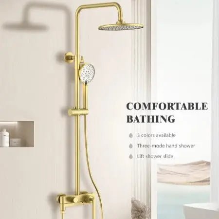Brass Rainfall Shower System – Wall Mounted with Mixer & Handheld - bathtub shower faucetsBathroomLux
