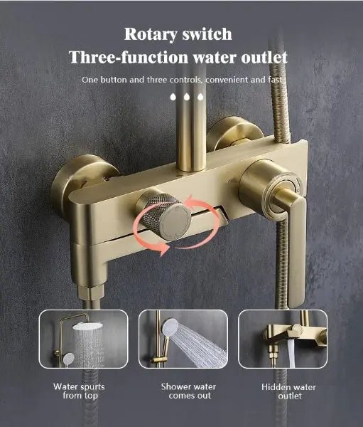 Brass Rainfall Shower System – Wall Mounted with Mixer & Handheld - bathtub shower faucetsBathroomLux