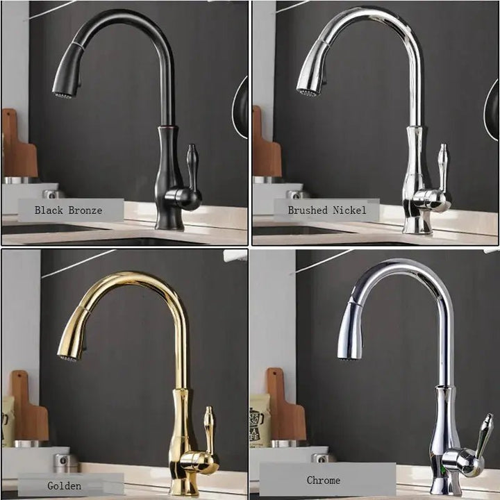 Brass Sensor Kitchen Tap – 360° Swivel, Pull - Out Spout, Hot & Cold Mixer - BathroomLux