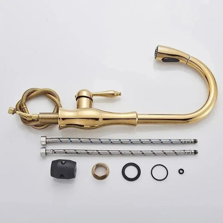 Brass Sensor Kitchen Tap – 360° Swivel, Pull - Out Spout, Hot & Cold Mixer - BathroomLux