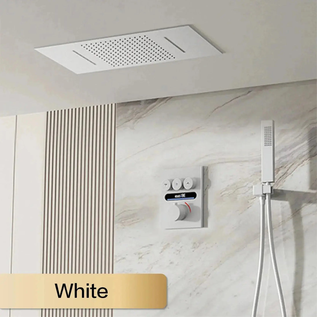 Brass Thermostatic Shower System – Wall Mounted LED Digital Display Hot & Cold Mixer - bathroom faucet with led lightsBathroomLux