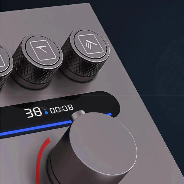 Brass Thermostatic Shower System – Wall Mounted LED Digital Display Hot & Cold Mixer - bathroom faucet with led lightsBathroomLux