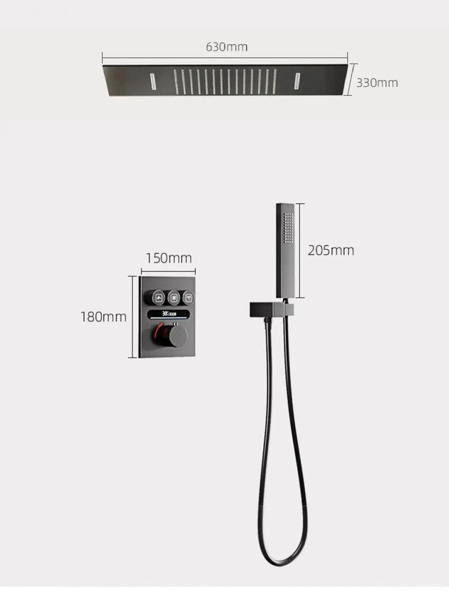 Brass Thermostatic Shower System – Wall Mounted LED Digital Display Hot & Cold Mixer - bathroom faucet with led lightsBathroomLux