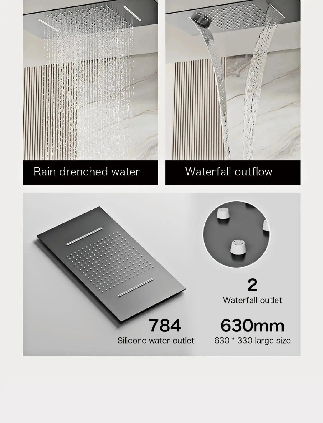 Brass Thermostatic Shower System – Wall Mounted LED Digital Display Hot & Cold Mixer - bathroom faucet with led lightsBathroomLux