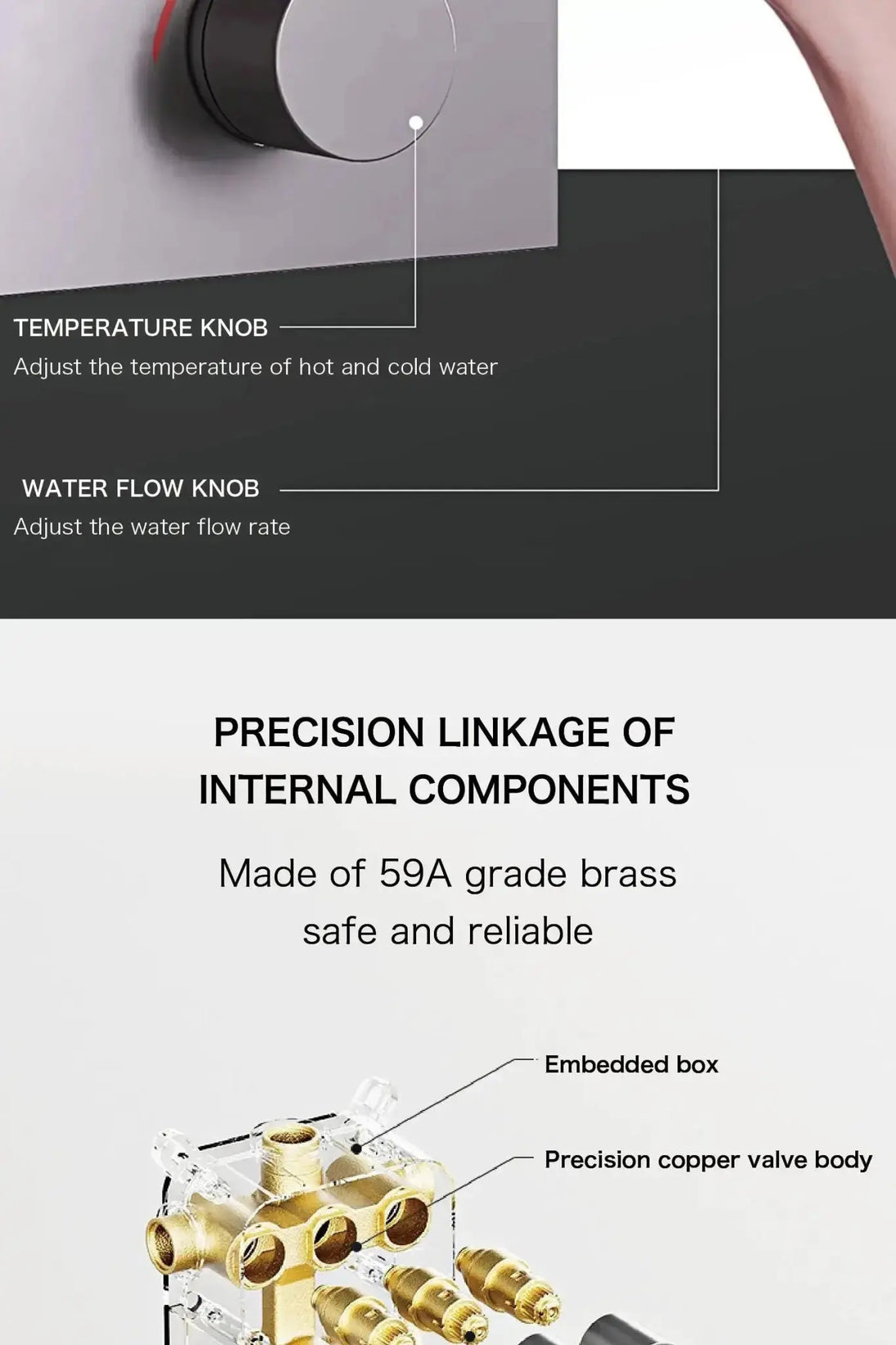 Brass Thermostatic Shower System – Wall Mounted LED Digital Display Hot & Cold Mixer - bathroom faucet with led lightsBathroomLux