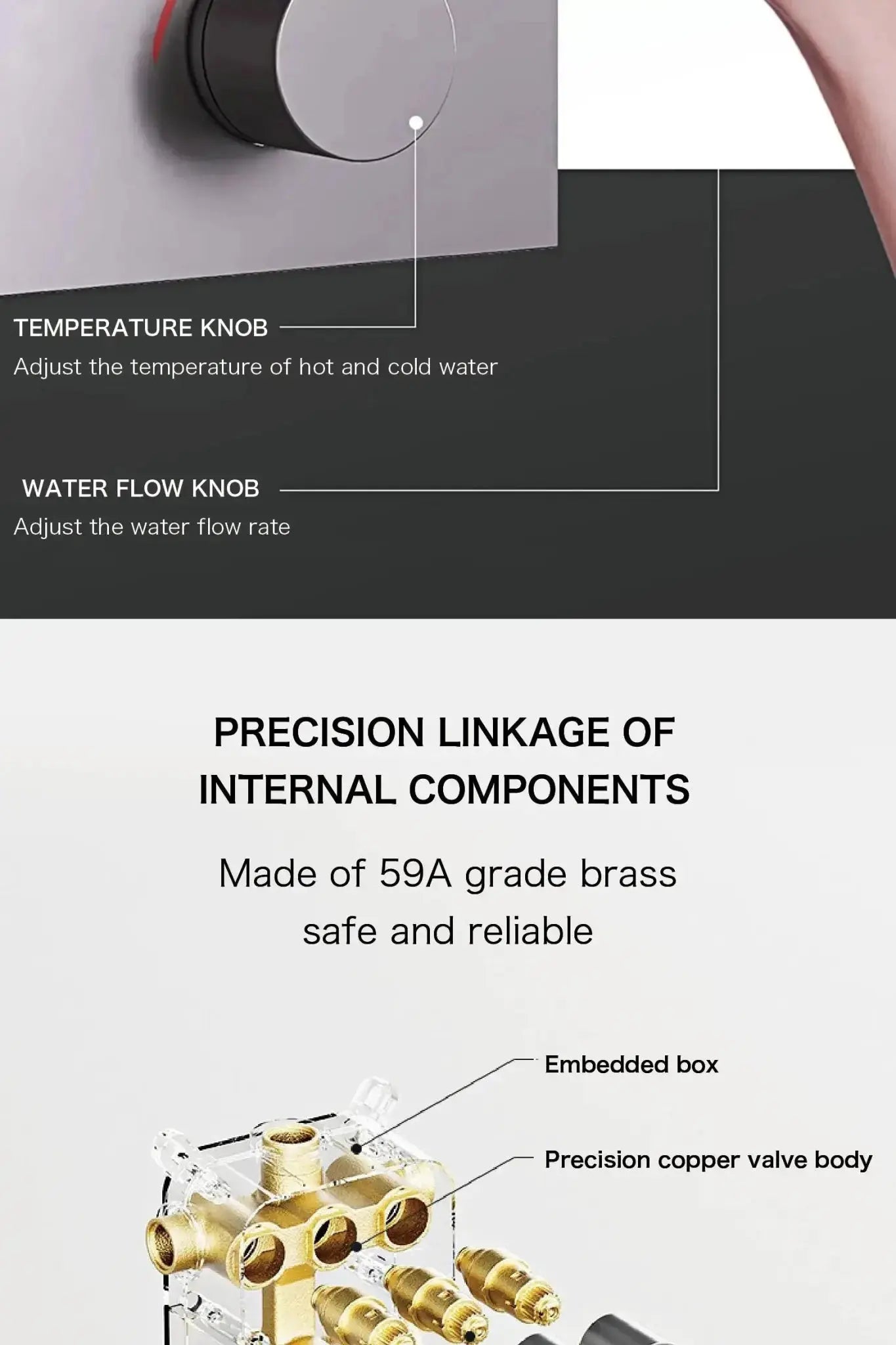 Brass Thermostatic Shower System – Wall Mounted LED Digital Display Hot & Cold Mixer - bathroom faucet with led lightsBathroomLux