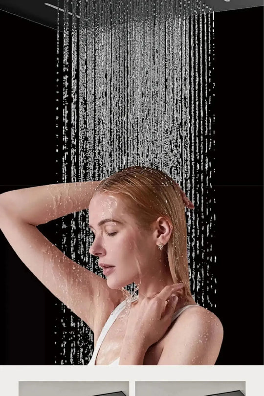 Brass Thermostatic Shower System – Wall Mounted LED Digital Display Hot & Cold Mixer - bathroom faucet with led lightsBathroomLux