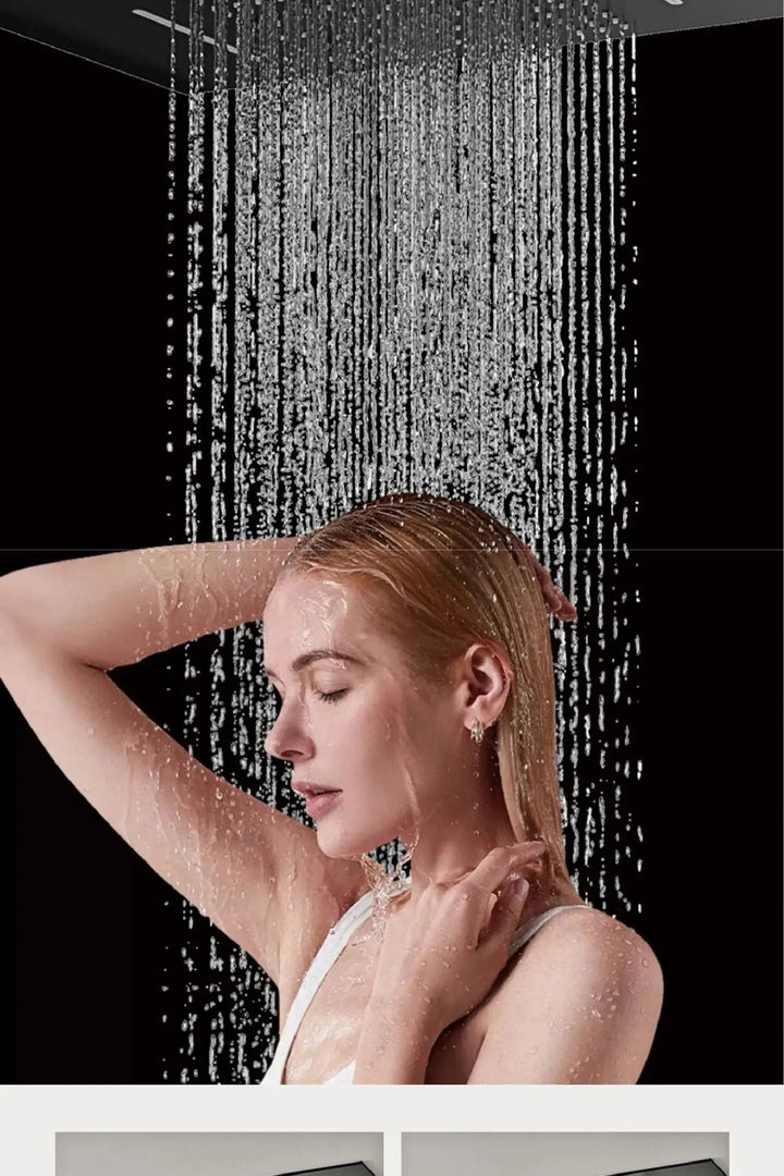 Brass Thermostatic Shower System – Wall Mounted LED Digital Display Hot & Cold Mixer - bathroom faucet with led lightsBathroomLux