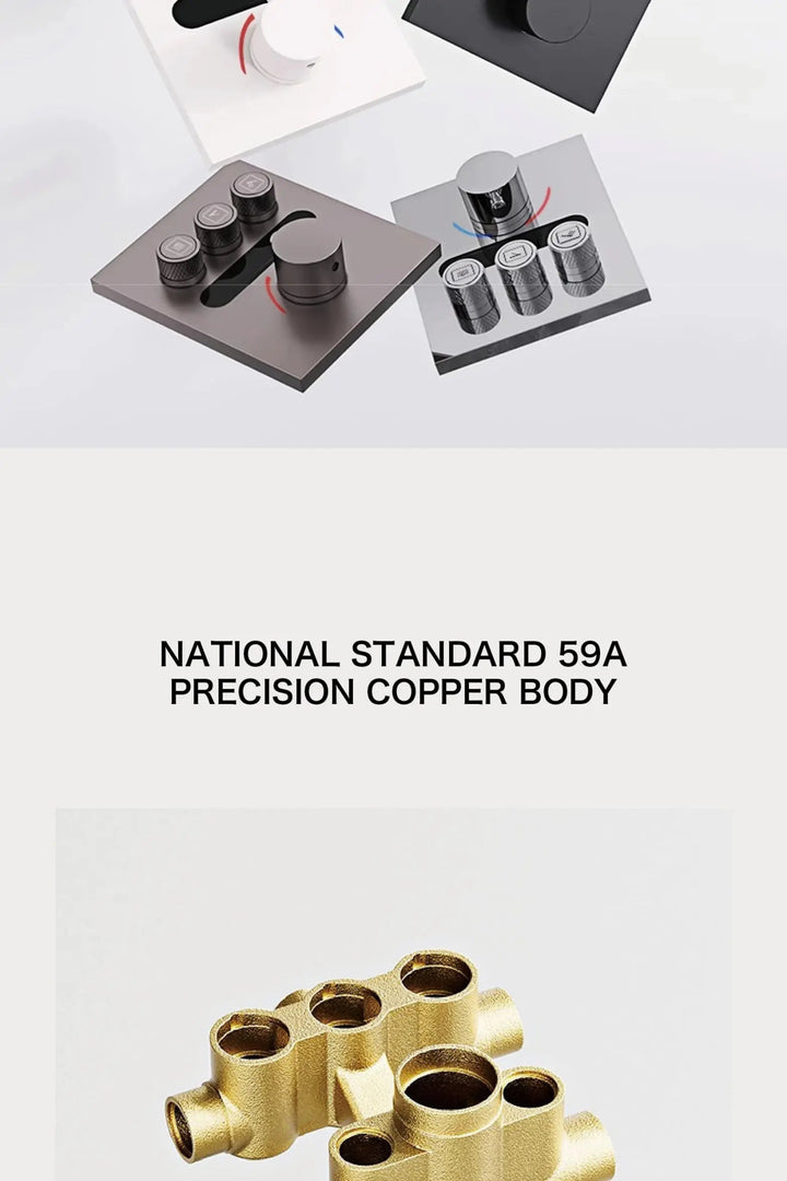 Brass Thermostatic Shower System – Wall Mounted LED Digital Display Hot & Cold Mixer - bathroom faucet with led lightsBathroomLux