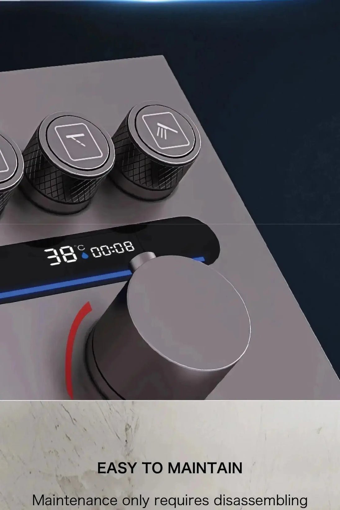 Brass Thermostatic Shower System – Wall Mounted LED Digital Display Hot & Cold Mixer - bathroom faucet with led lightsBathroomLux