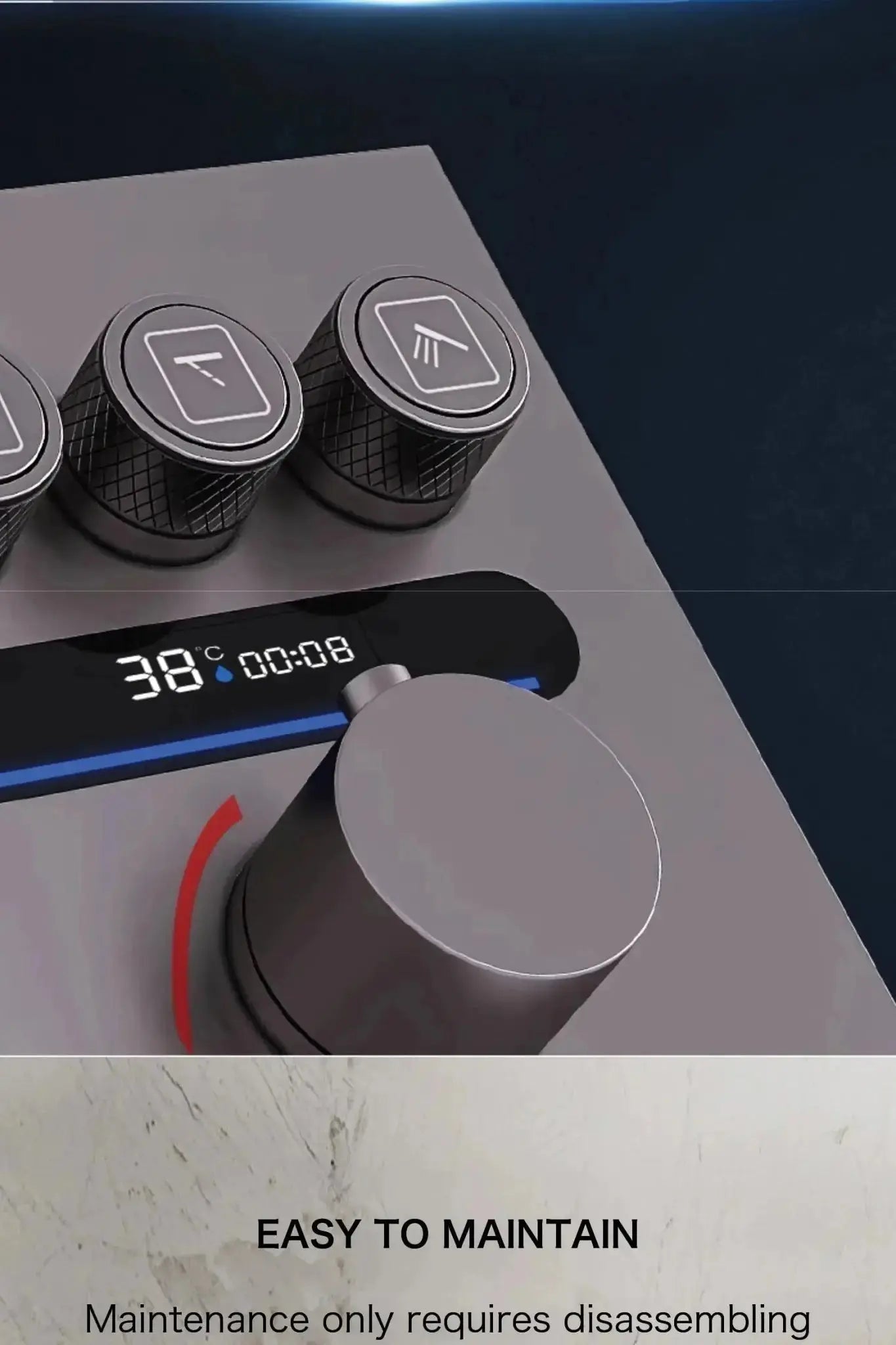 Brass Thermostatic Shower System – Wall Mounted LED Digital Display Hot & Cold Mixer - bathroom faucet with led lightsBathroomLux