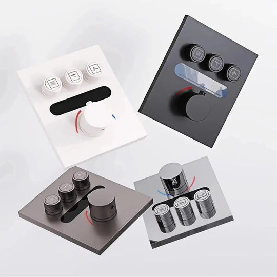 Brass Thermostatic Shower System – Wall Mounted LED Digital Display Hot & Cold Mixer - bathroom faucet with led lightsBathroomLux