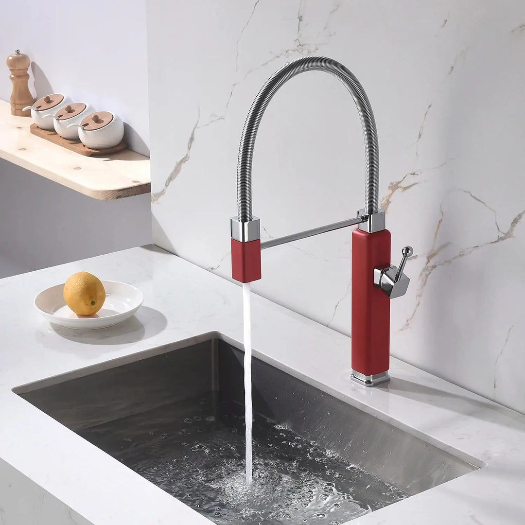Brass Vintage Style Pull - Down Kitchen Faucet with Rotating Extendable Sprayer - Copper Vintage Style Pull - Down Kitchen FaucetBathroomLux