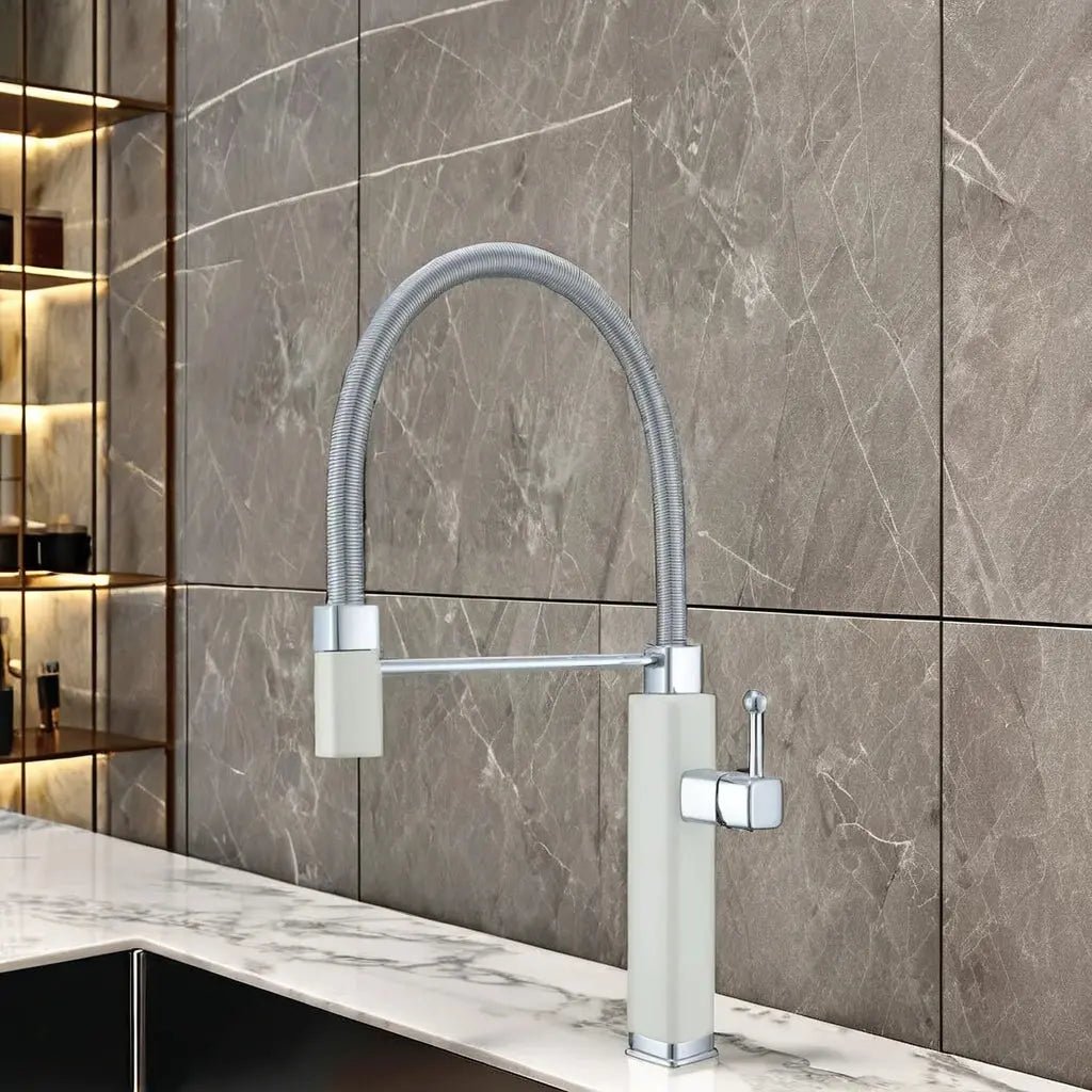 Brass Vintage Style Pull - Down Kitchen Faucet with Rotating Extendable Sprayer - Copper Vintage Style Pull - Down Kitchen FaucetBathroomLux