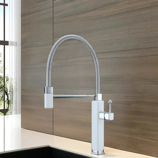 Brass Vintage Style Pull - Down Kitchen Faucet with Rotating Extendable Sprayer - Copper Vintage Style Pull - Down Kitchen FaucetBathroomLux