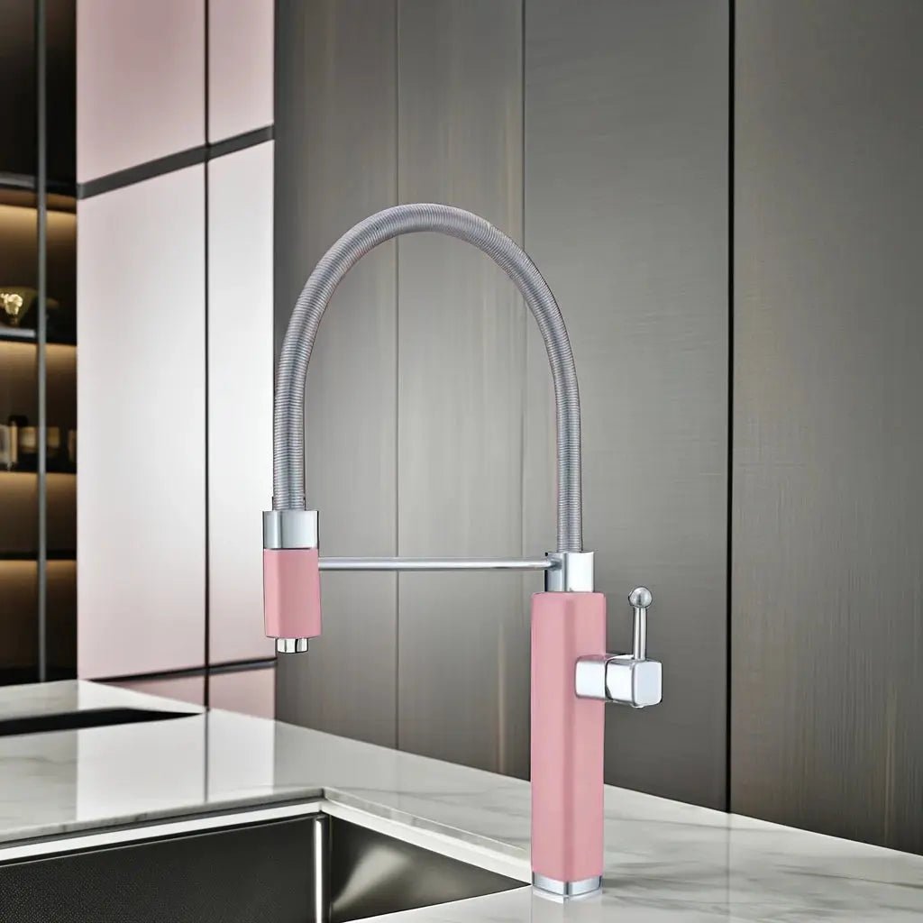 Brass Vintage Style Pull - Down Kitchen Faucet with Rotating Extendable Sprayer - Copper Vintage Style Pull - Down Kitchen FaucetBathroomLux