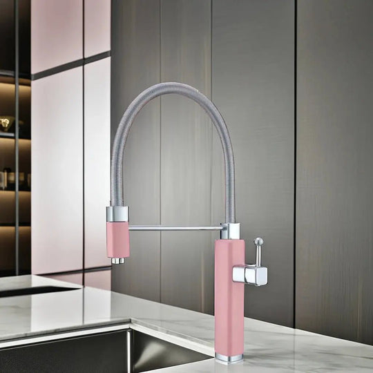 Brass Vintage Style Pull - Down Kitchen Faucet with Rotating Extendable Sprayer - Copper Vintage Style Pull - Down Kitchen FaucetBathroomLux