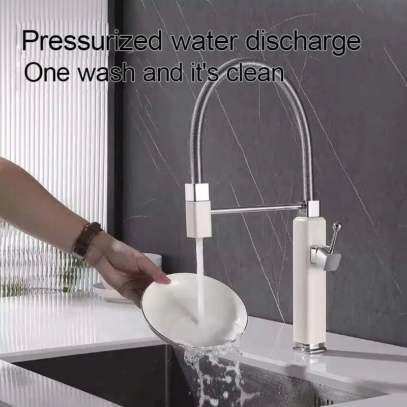 Brass Vintage Style Pull - Down Kitchen Faucet with Rotating Extendable Sprayer - Copper Vintage Style Pull - Down Kitchen FaucetBathroomLux