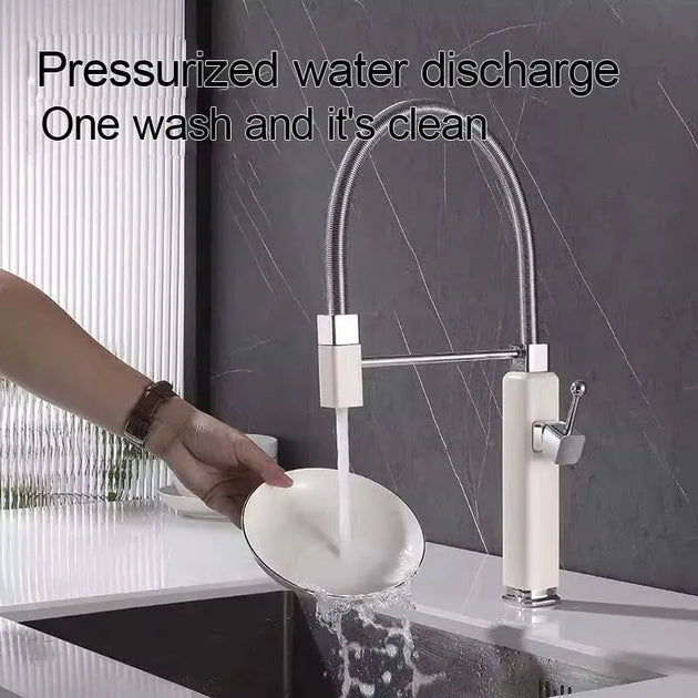 Brass Vintage Style Pull - Down Kitchen Faucet with Rotating Extendable Sprayer - Copper Vintage Style Pull - Down Kitchen FaucetBathroomLux