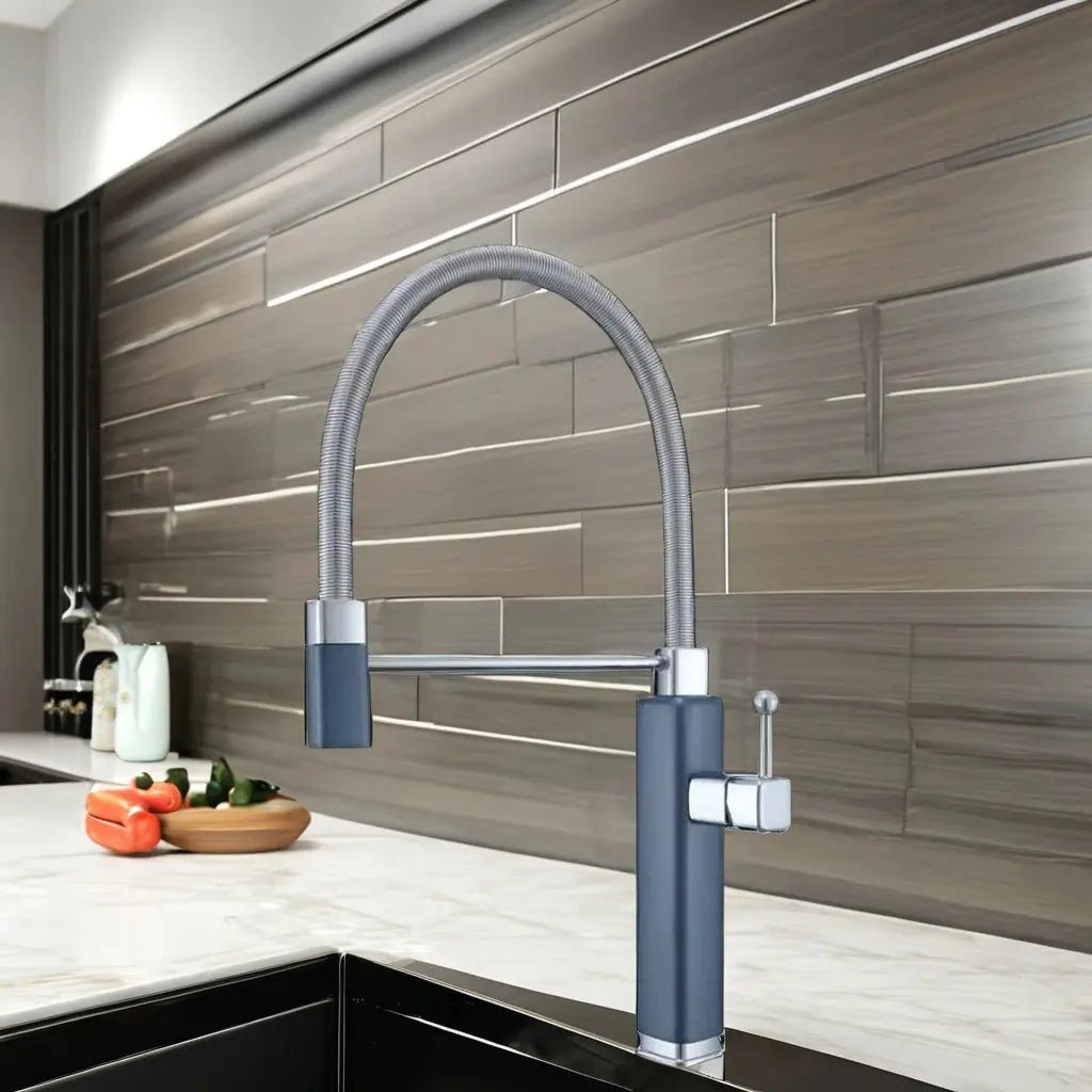 Brass Vintage Style Pull - Down Kitchen Faucet with Rotating Extendable Sprayer - Copper Vintage Style Pull - Down Kitchen FaucetBathroomLux