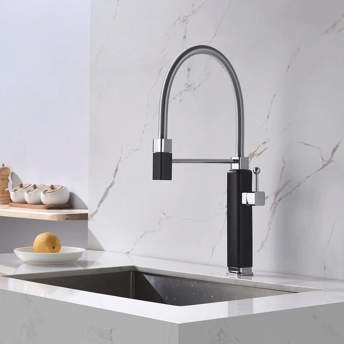 Brass Vintage Style Pull - Down Kitchen Faucet with Rotating Extendable Sprayer - Copper Vintage Style Pull - Down Kitchen FaucetBathroomLux