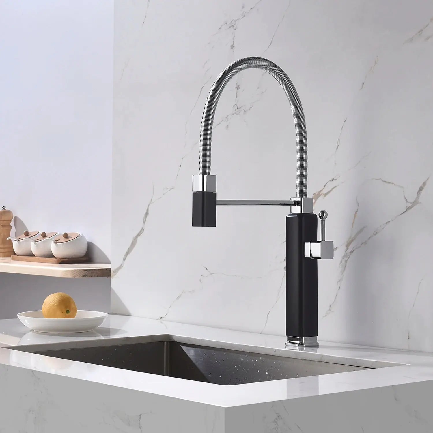 Brass Vintage Style Pull - Down Kitchen Faucet with Rotating Extendable Sprayer - Copper Vintage Style Pull - Down Kitchen FaucetBathroomLux