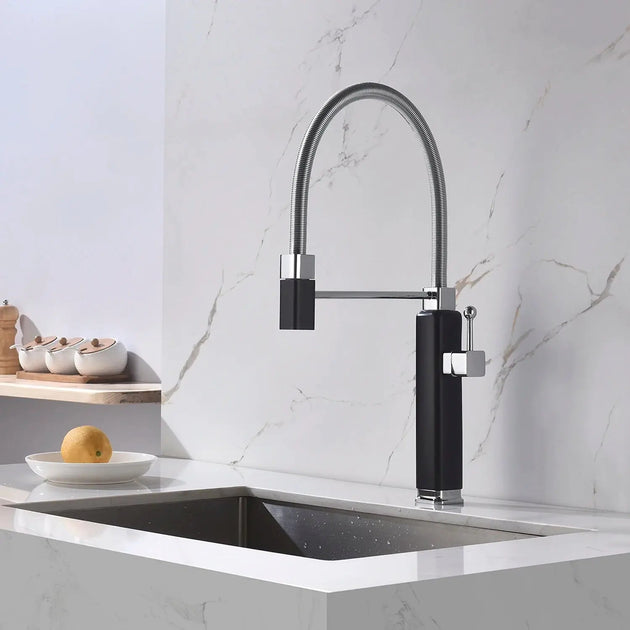 Brass Vintage Style Pull - Down Kitchen Faucet with Rotating Extendable Sprayer - Copper Vintage Style Pull - Down Kitchen FaucetBathroomLux