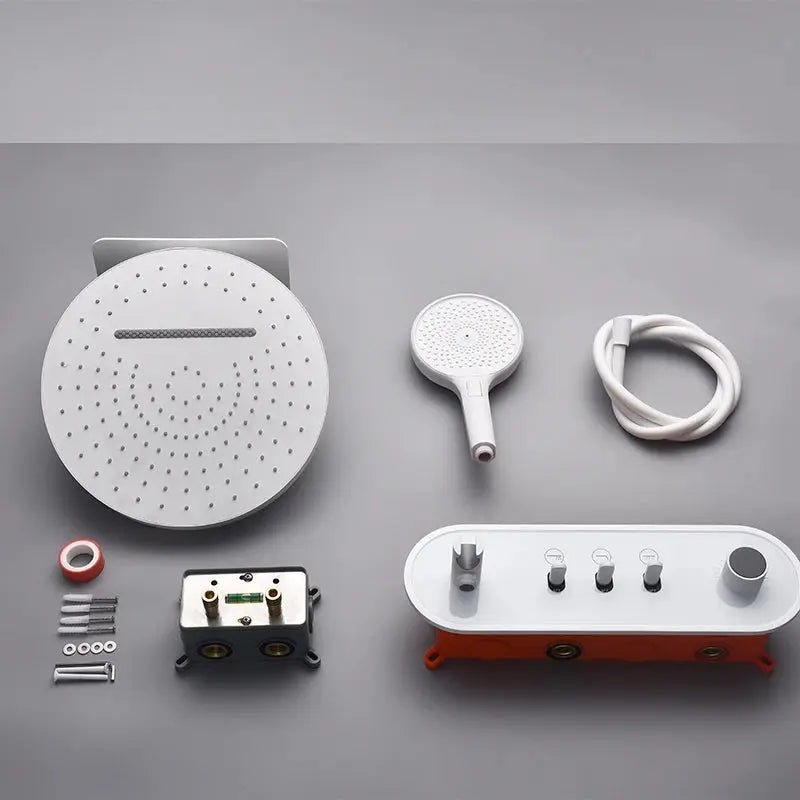 Brass White Concealed Rainfall Shower Set – Shower Mixer - Concealed Rain Shower SystemBathroomLux