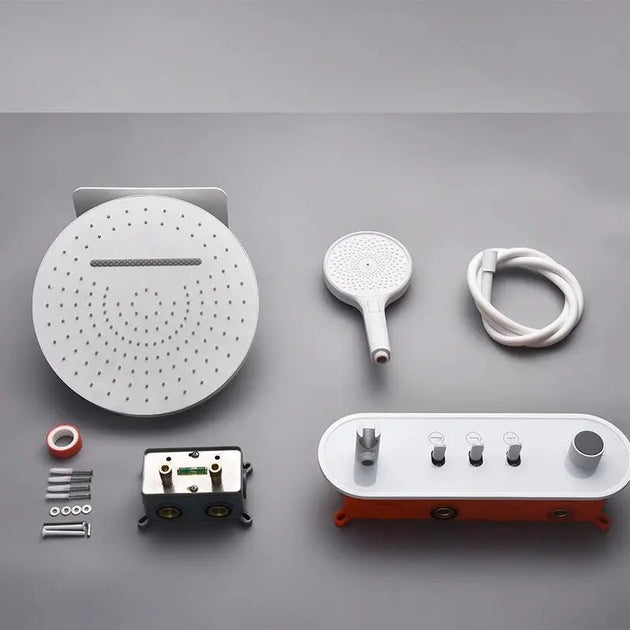 Brass White Concealed Rainfall Shower Set – Shower Mixer - Concealed Rain Shower SystemBathroomLux