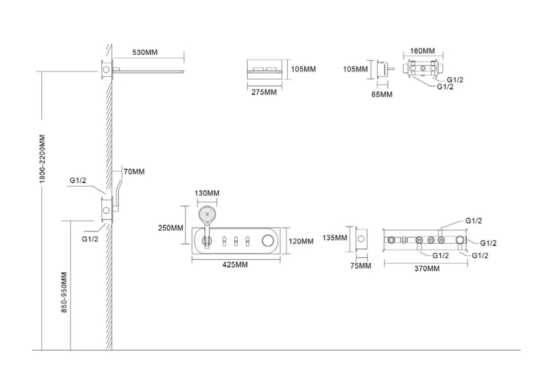 Brass White Concealed Rainfall Shower Set – Shower Mixer - Concealed Rain Shower SystemBathroomLux