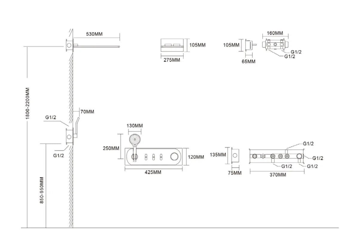 Brass White Concealed Rainfall Shower Set – Shower Mixer - Concealed Rain Shower SystemBathroomLux
