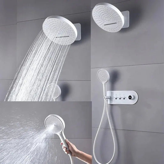 Brass White Concealed Rainfall Shower Set – Shower Mixer - Concealed Rain Shower SystemBathroomLux