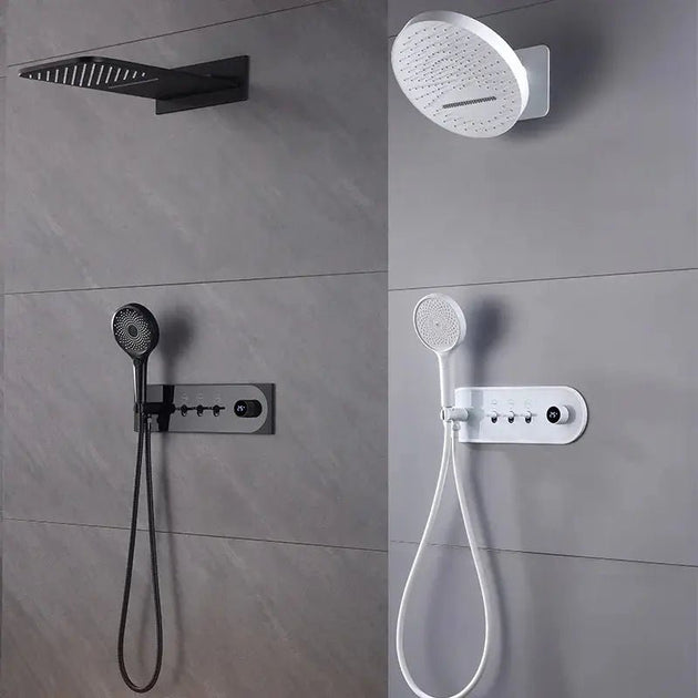 Brass White Concealed Rainfall Shower Set – Shower Mixer - Concealed Rain Shower SystemBathroomLux