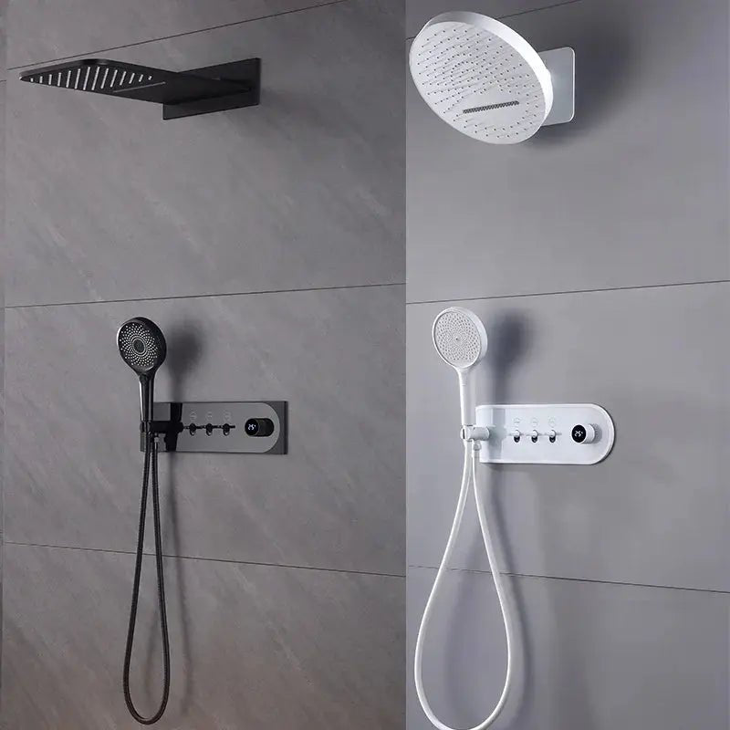 Brass White Concealed Rainfall Shower Set – Shower Mixer - Concealed Rain Shower SystemBathroomLux