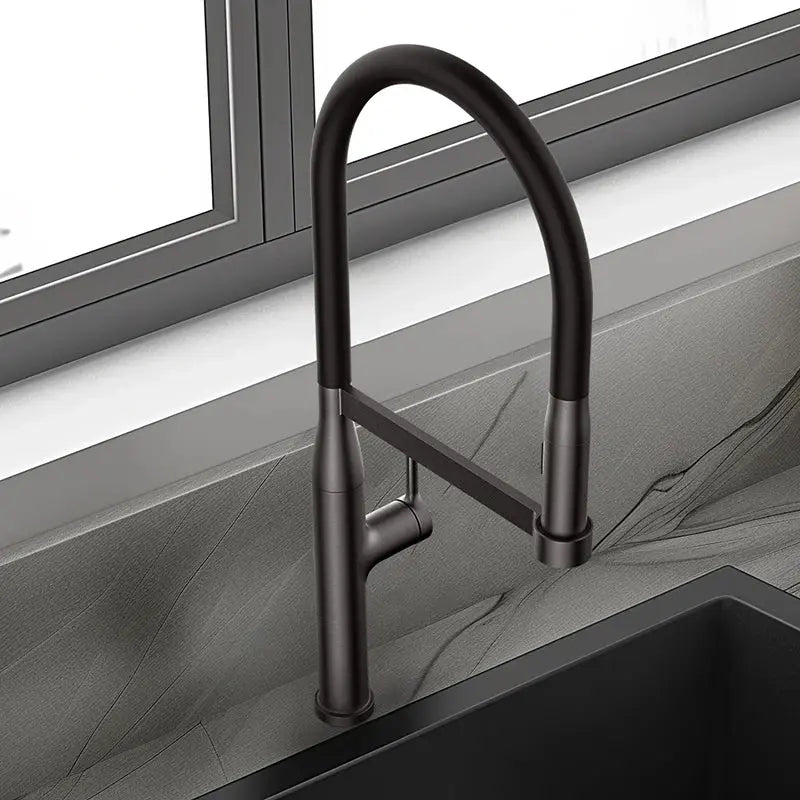 Brushed Brass Gun Grey Kitchen Mixer Tap – Pull Out Modern Sink Faucet - 2 - Way Smart Touch Pull Down Kitchen FaucetBathroomLux