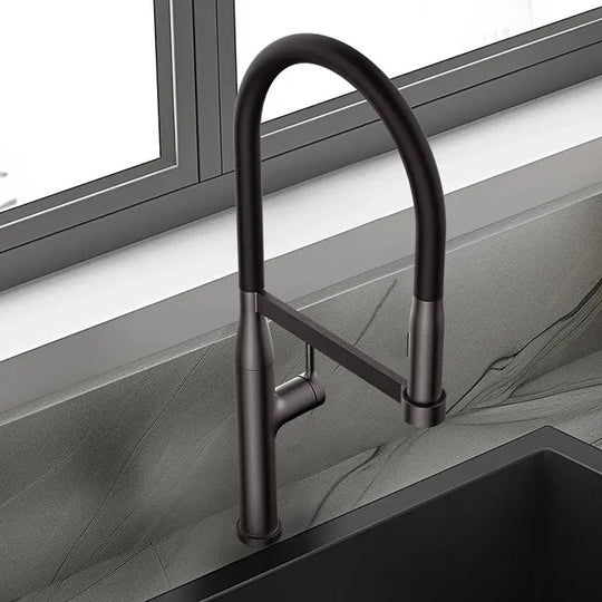 Brushed Brass Gun Grey Kitchen Mixer Tap – Pull Out Modern Sink Faucet - 2 - Way Smart Touch Pull Down Kitchen FaucetBathroomLux