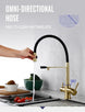 Brushed Gold 3 - Way Kitchen Faucet with Pull - Out Spray Filtered Water Mixer Tap - 3 Ways Kitchen Pull OutBathroomLux