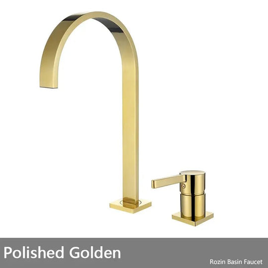 Brushed Gold Basin Bathroom faucet Single Handle Deck Mounted Mixer Tap - Deck Mounted Mixer TapBathroomLux