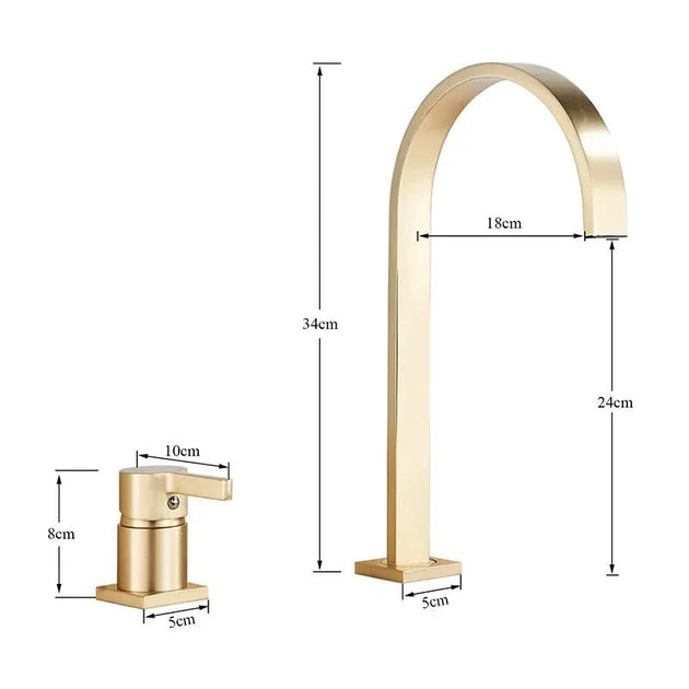 Brushed Gold Basin Bathroom faucet Single Handle Deck Mounted Mixer Tap - Deck Mounted Mixer TapBathroomLux