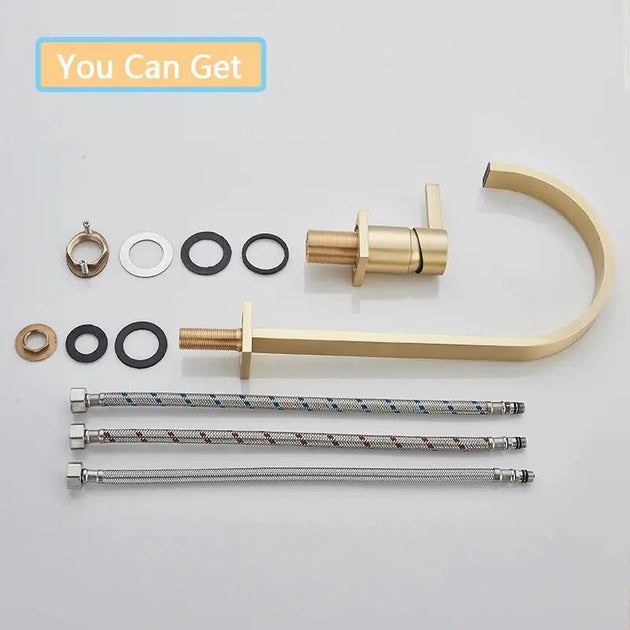 Brushed Gold Basin Bathroom faucet Single Handle Deck Mounted Mixer Tap - Deck Mounted Mixer TapBathroomLux