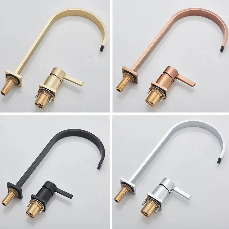 Brushed Gold Basin Bathroom faucet Single Handle Deck Mounted Mixer Tap - Deck Mounted Mixer TapBathroomLux