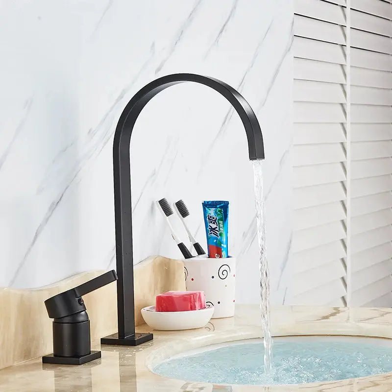 Brushed Gold Basin Bathroom faucet Single Handle Deck Mounted Mixer Tap - Deck Mounted Mixer TapBathroomLux