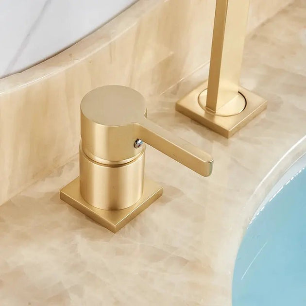 Brushed Gold Basin Bathroom faucet Single Handle Deck Mounted Mixer Tap - Deck Mounted Mixer TapBathroomLux