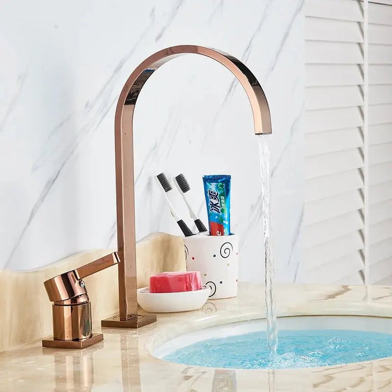 Brushed Gold Basin Bathroom faucet Single Handle Deck Mounted Mixer Tap - Deck Mounted Mixer TapBathroomLux