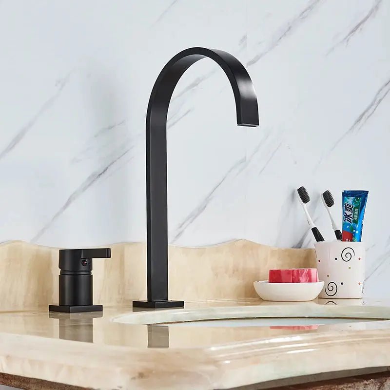 Brushed Gold Basin Bathroom faucet Single Handle Deck Mounted Mixer Tap - Deck Mounted Mixer TapBathroomLux