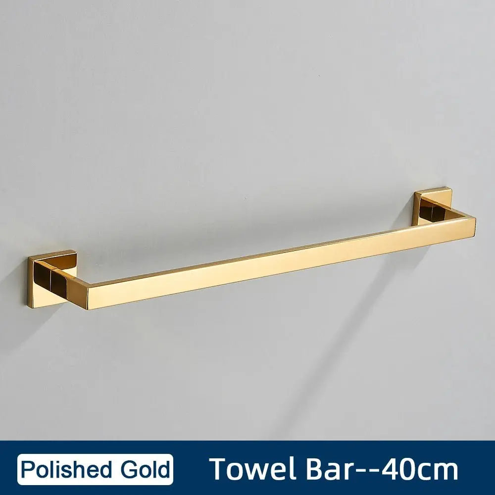 Brushed Gold Bathroom Accessories Set Towel Bar Holder Hook - bathroom, showers, thermostaticBathroomLux